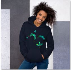 Hoodie for Girls-black, white, blue, pink, grey. Aquarius Star Sign. WickedYo.